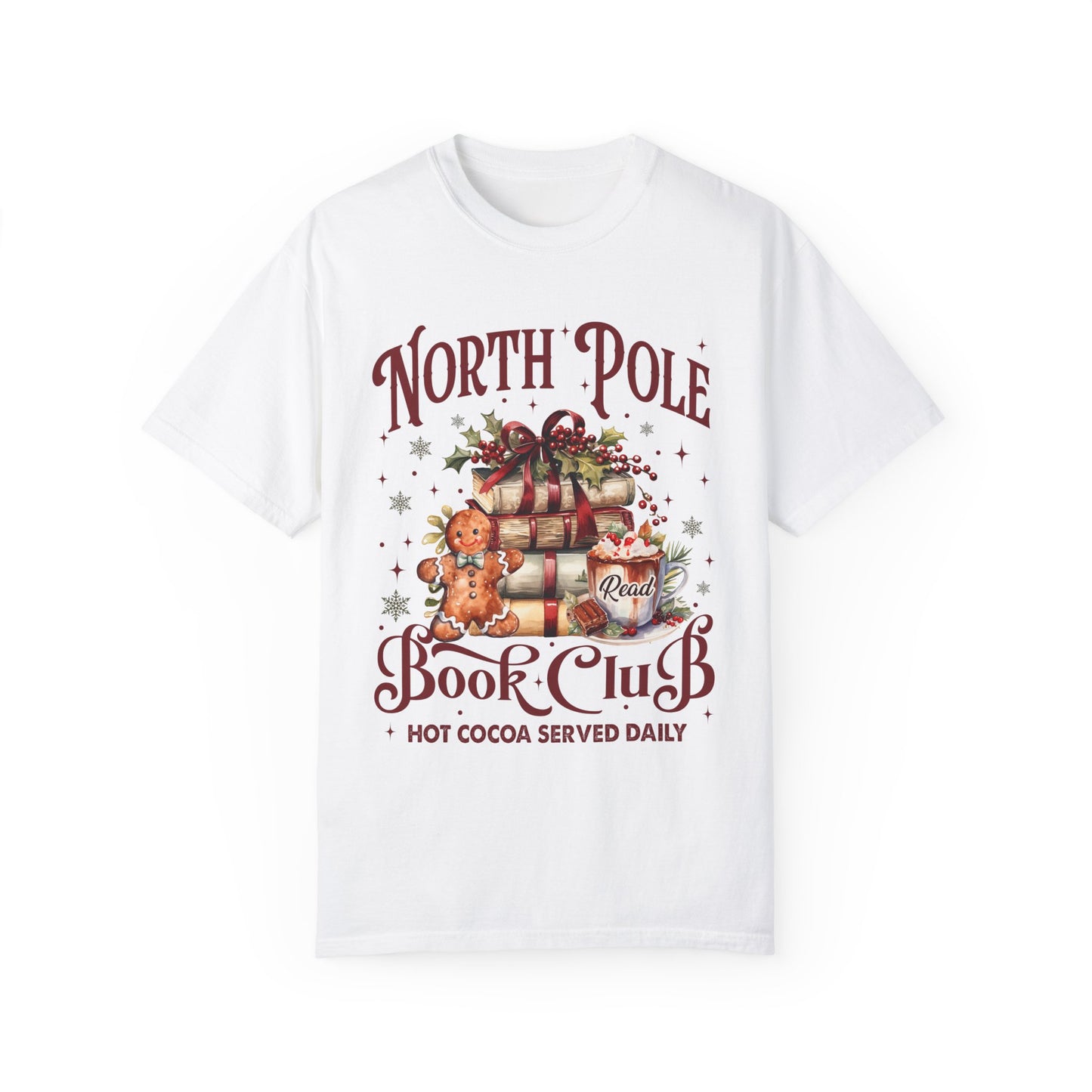 Christmas Comfort Color Tee/North Pole T-Shirt/Reading t-shirt/Christmas Reading Tee/Book Club T-Shirt