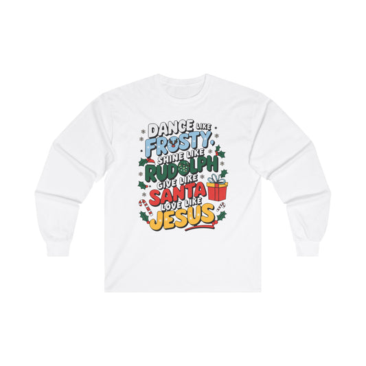 Holiday Unisex Heavy Cotton Long Sleeve Tee/Christmas Tee/Dance like Frosty/Christmas Retro Shirt