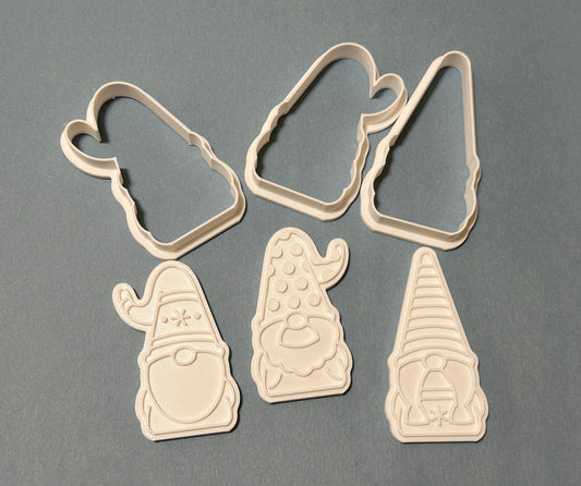 Christmas Gnomes cookie cutter/ stamp/ set of 3