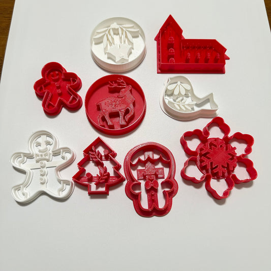 Christmas cookie cutters/ stamp/ set of 10