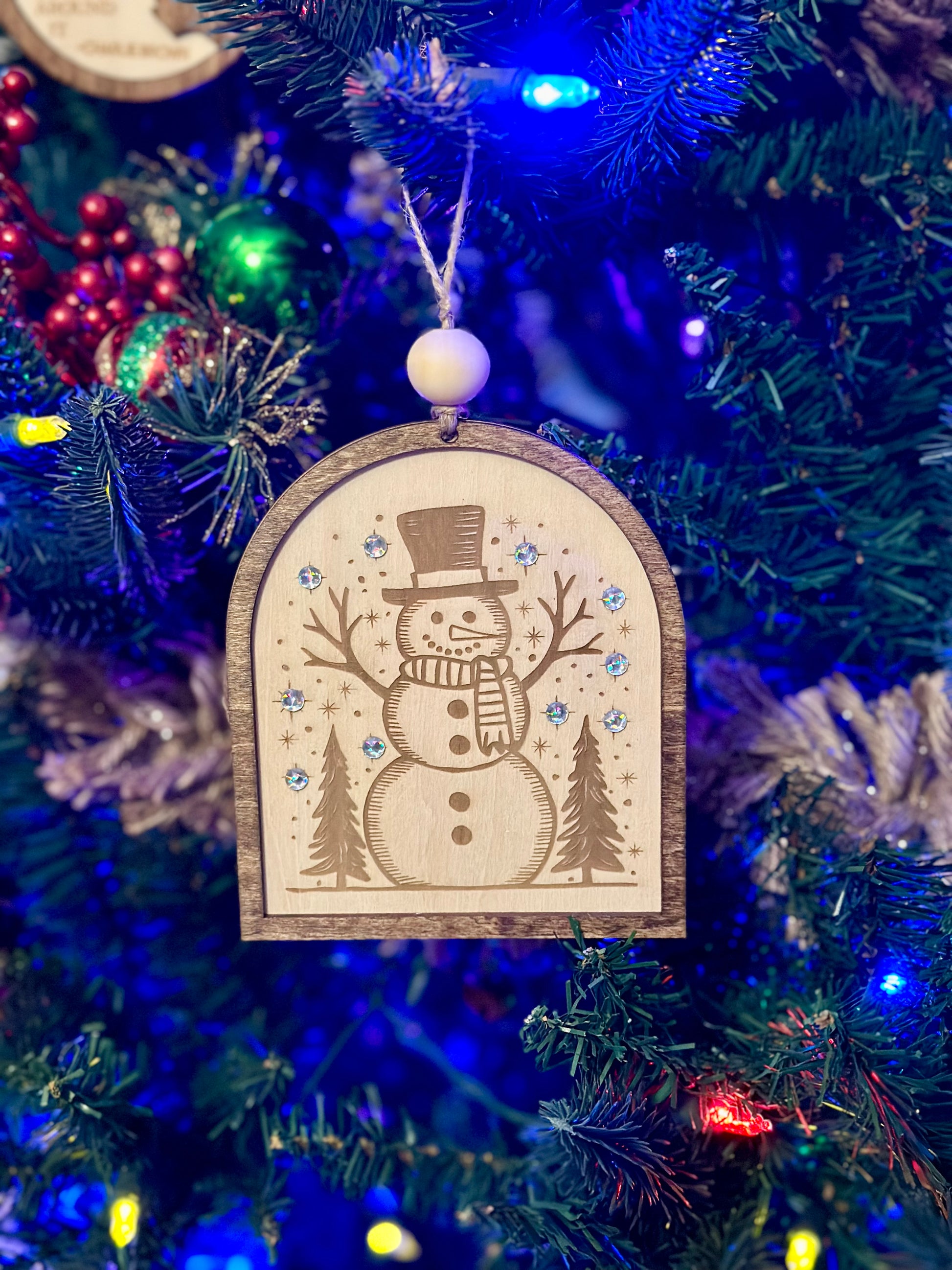 Snowman Christmas Tree Ornament/ Snowman Handmade Wooden Ornament